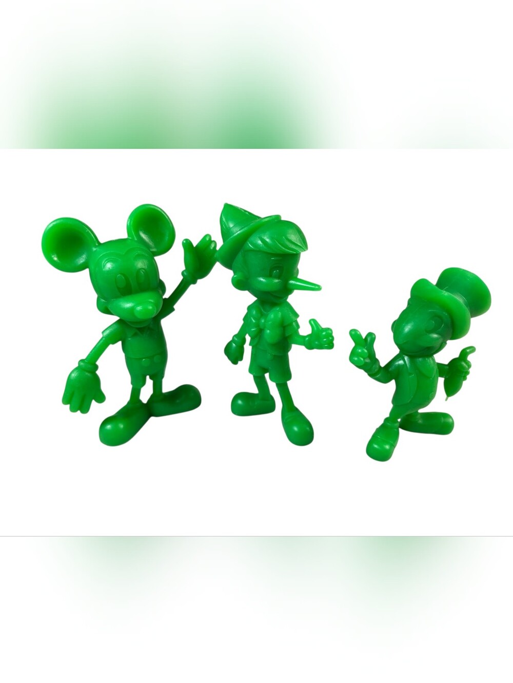 Vintage Walt Disney Pinocchio, Jiminy Cricket, Mickey Louis Marx figures Green